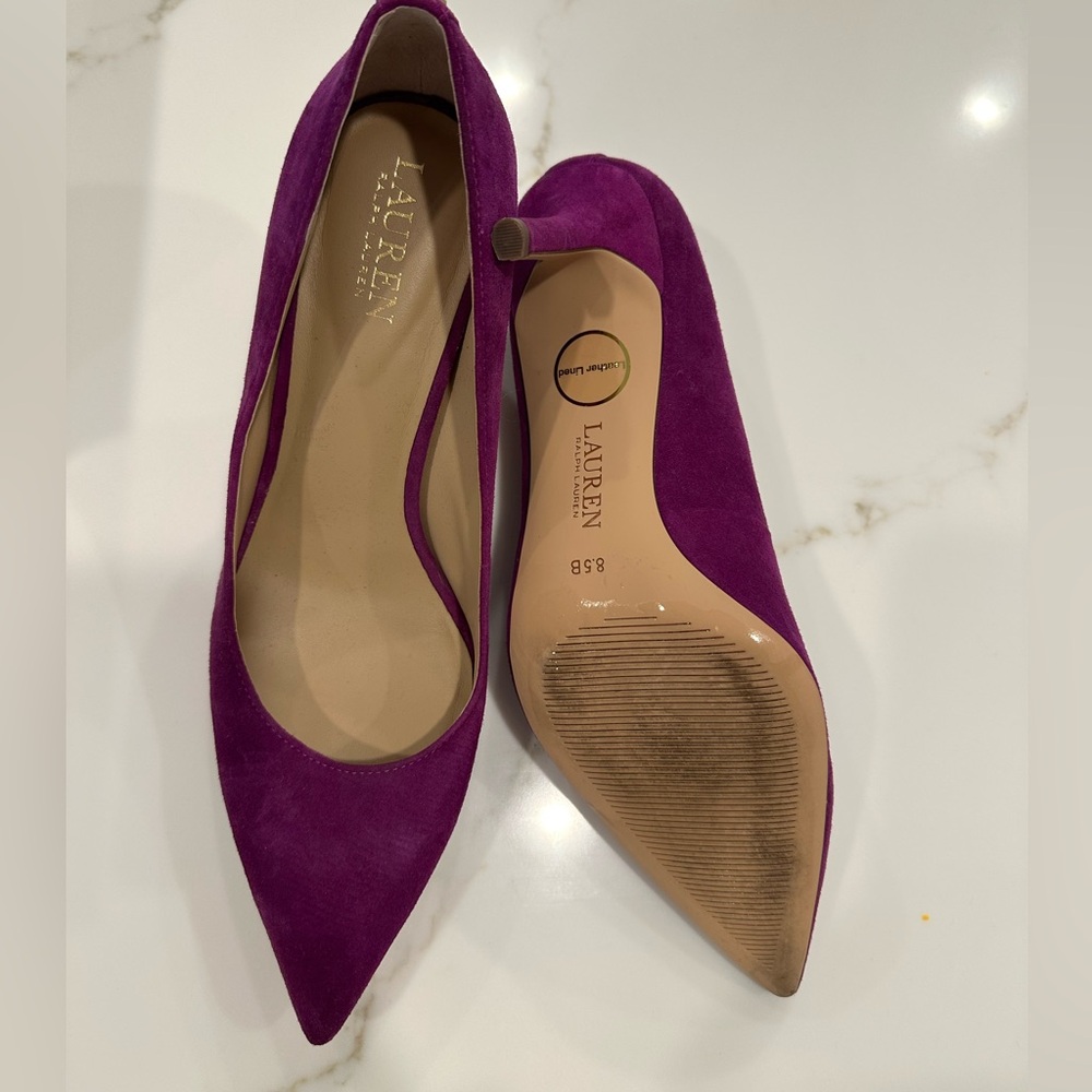 Lauren Ralph Lauren Lanette Pink Suede Pointed-Toe Heels Size 8.5 - Picture 4 of 6